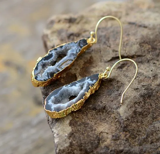 Aros Dorados de Druzy Natural