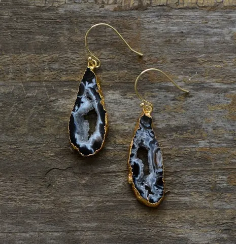 Aros Dorados de Druzy Natural