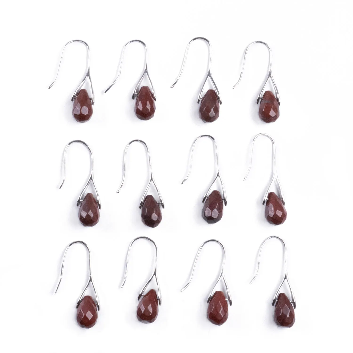 Aros Minimalistas de Jaspe Rojo