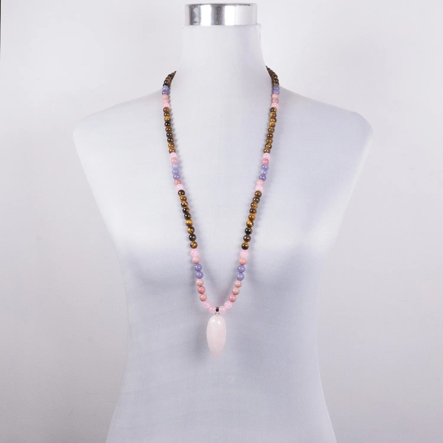 Collar de Intención Cuarzo, Rodocrosita y Ojo de Tigre