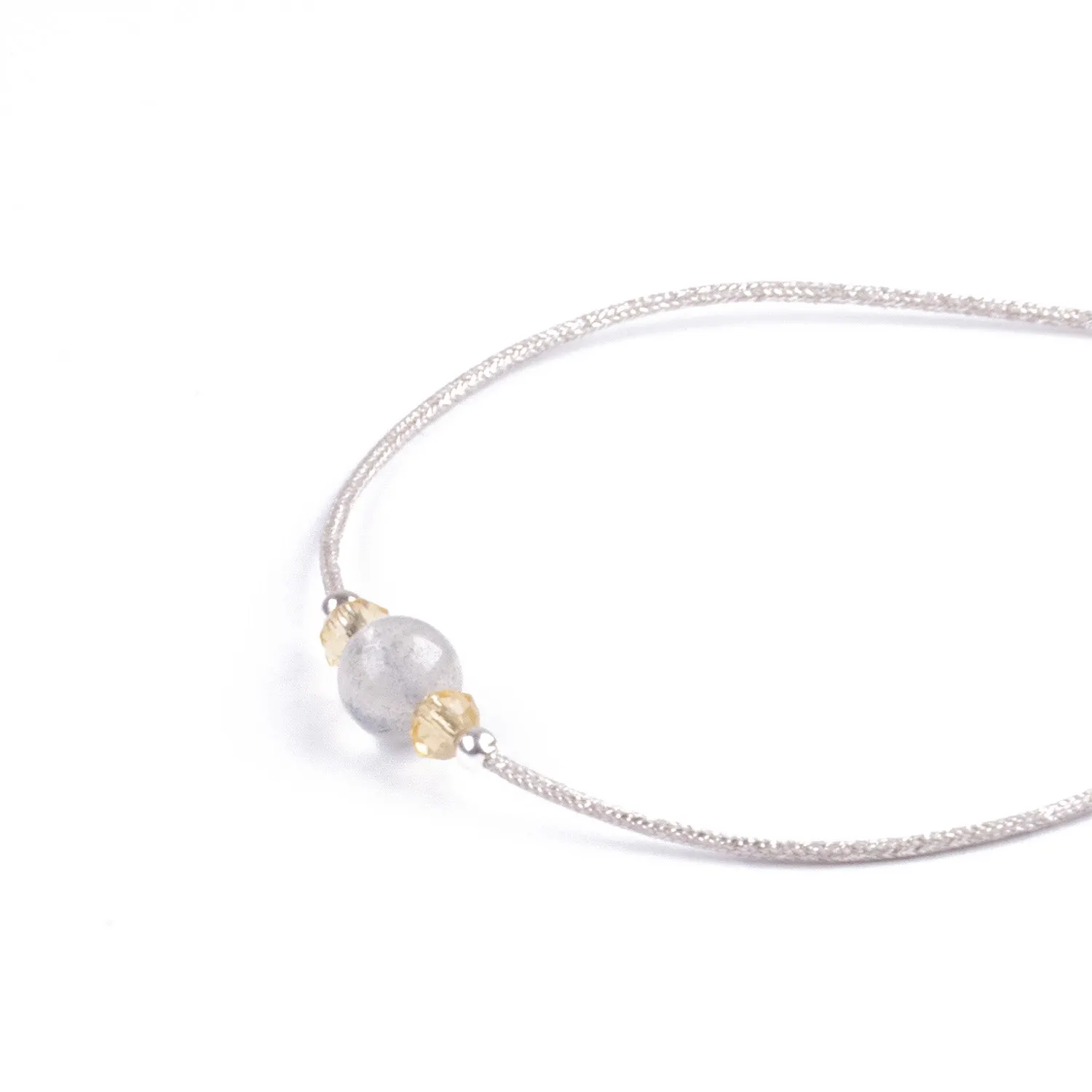 Pulsera Minimalista de Piedra Lunar y Plata 925