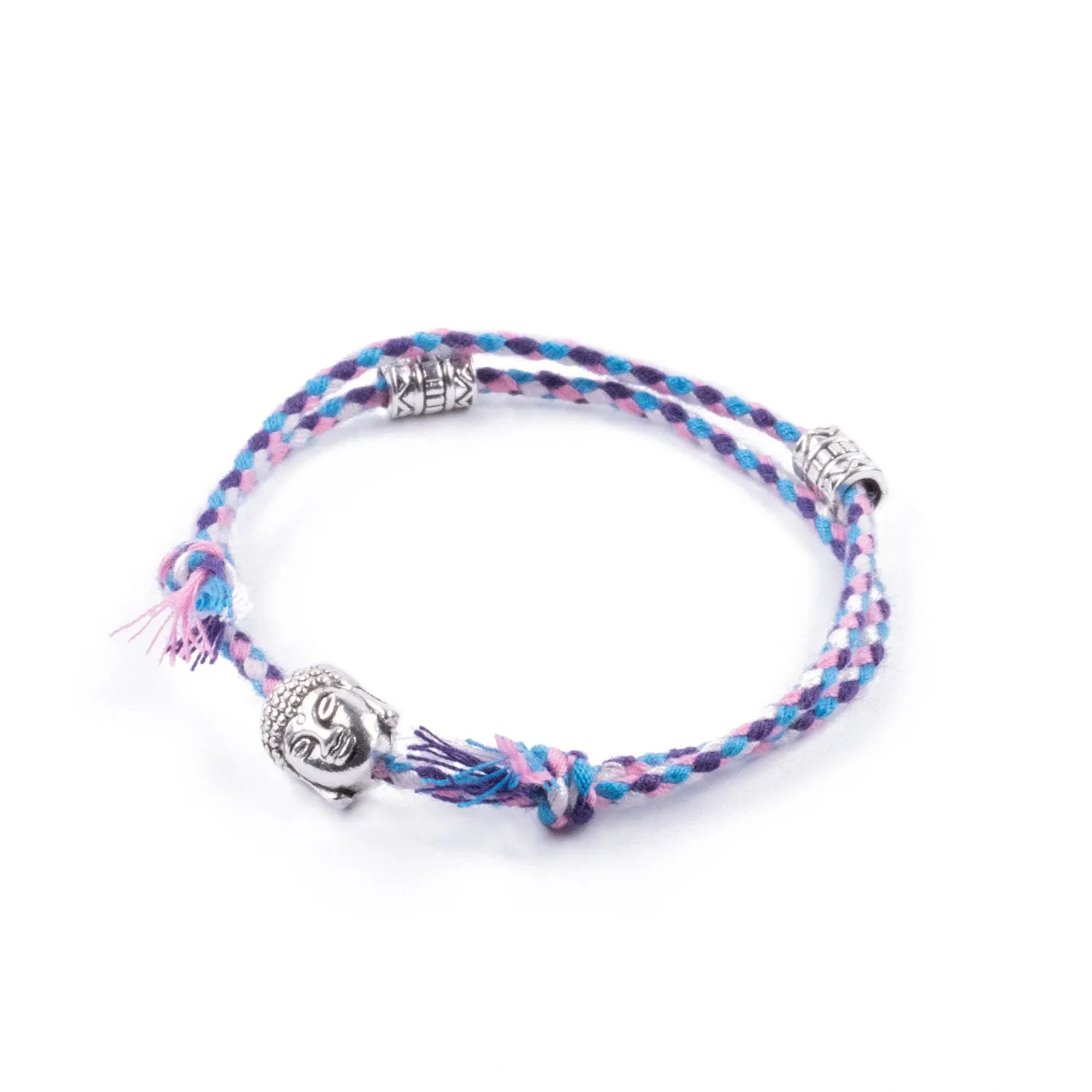 Pulsera Multicolor Étnica con Rostro Tallado Morado