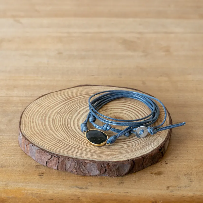 Pulsera Tipo Correa de Labradorita Gris